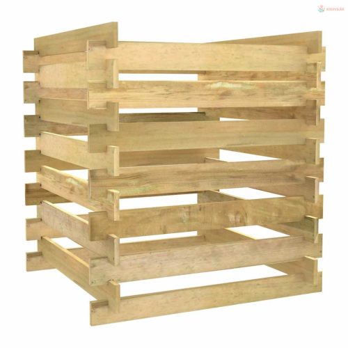 Lécezett impregnált fenyőfa kerti komposztáló 90 x 90 x 90 cm