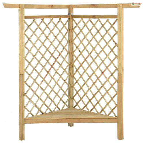 Impregnált fenyőfa sarokpergola paddal 166 x 81 x 174 cm