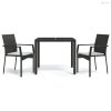 3 részes fekete polyrattan kerti étkezőgarnitúra párnákkal
