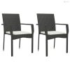 3 részes fekete polyrattan kerti étkezőgarnitúra párnákkal