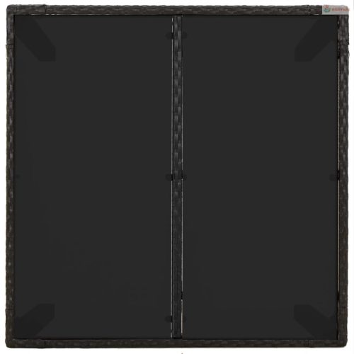 3 részes fekete polyrattan kerti étkezőgarnitúra párnákkal