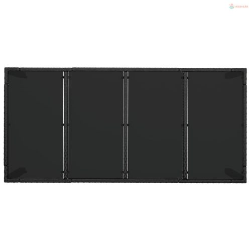 7 részes fekete polyrattan kerti étkezőgarnitúra párnával