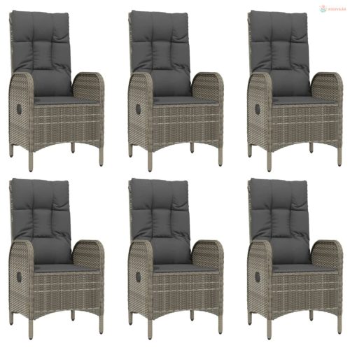 9 részes szürke polyrattan kerti étkezőgarnitúra párnával