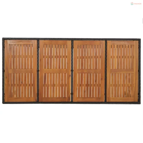 7 részes fekete polyrattan kerti étkezőgarnitúra párnával