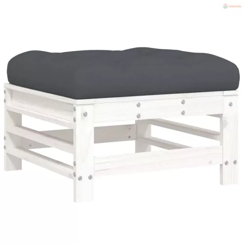 10 részes fehér tömör fa kerti társalgószett párnákkal