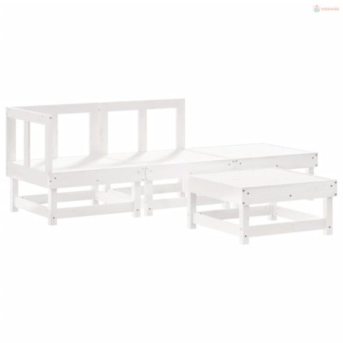 4 részes fehér tömör fenyőfa kerti ülőgarnitúra