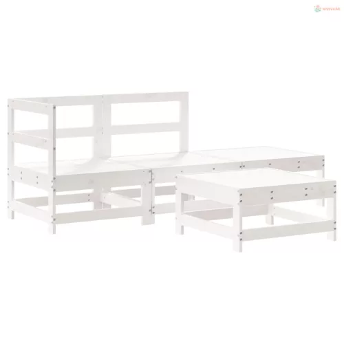 4 részes fehér tömör fenyőfa kerti ülőgarnitúra