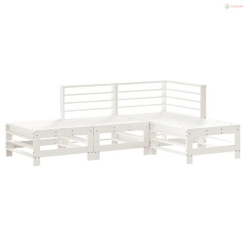 4 részes fehér tömör fenyőfa kerti ülőgarnitúra