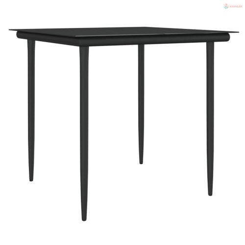 3 részes polyrattan és acél kerti étkezőgarnitúra párnával