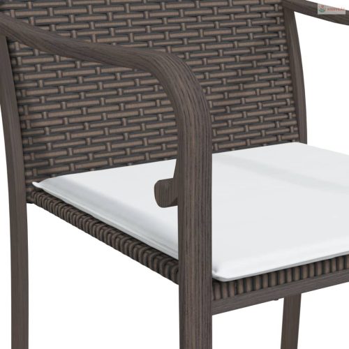 3 részes polyrattan és acél kerti étkezőgarnitúra párnával