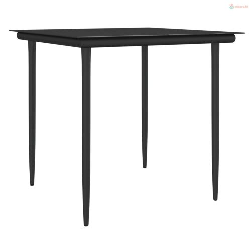 3 részes polyrattan és acél kerti étkezőgarnitúra párnával