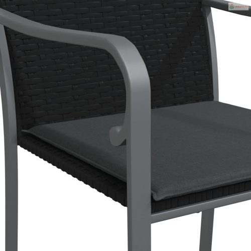 5 részes polyrattan és acél kerti étkezőgarnitúra párnával