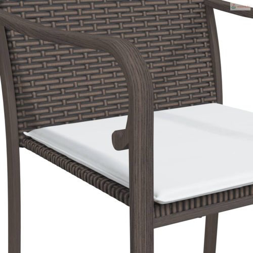 5 részes polyrattan és acél kerti étkezőgarnitúra párnával