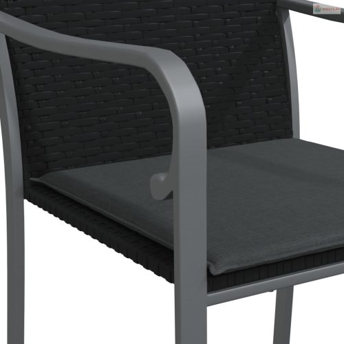 7 részes polyrattan és acél kerti étkezőgarnitúra párnával