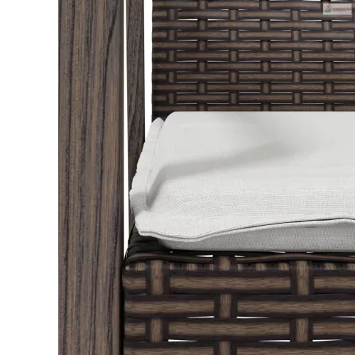 3 részes polyrattan és acél kerti étkezőgarnitúra párnával