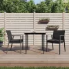 3 részes polyrattan és acél kerti étkezőgarnitúra párnával