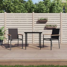 3 részes fekete textilén és acél kerti pihenőgarnitúra