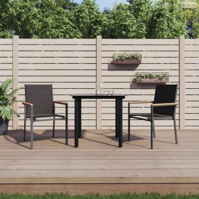 3 részes fekete textilén és acél kerti pihenőgarnitúra