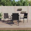 5 részes fekete textilén és acél kerti étkezőgarnitúra