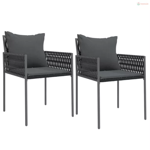 3 részes polyrattan és acél kerti étkezőgarnitúra párnával