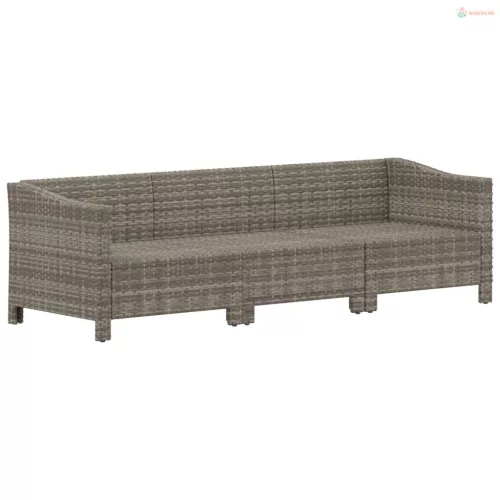 3 részes szürke polyrattan kerti ülőgarnitúra párnákkal