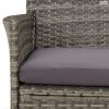3 részes szürke polyrattan kerti étkezőgarnitúra párnával