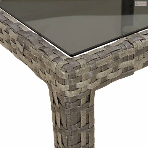 3 részes szürke polyrattan kerti étkezőgarnitúra párnával