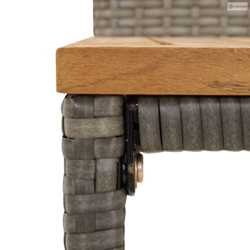 3 részes szürke polyrattan és tömör akácfa kerti bárszett