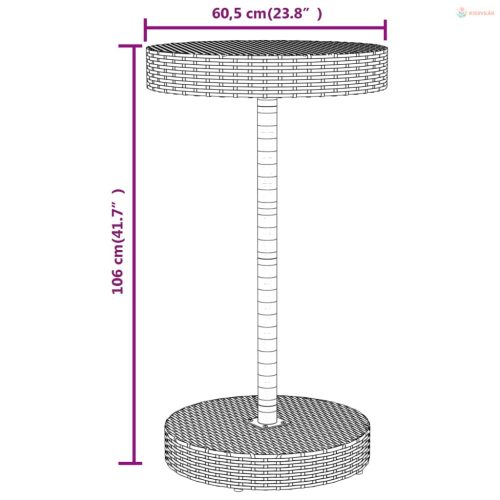 3 részes szürke polyrattan és tömör akácfa kerti bárszett