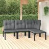 4 részes fekete és szürke polyrattan kerti ülőgarnitúra