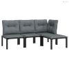 4 részes fekete és szürke polyrattan kerti ülőgarnitúra