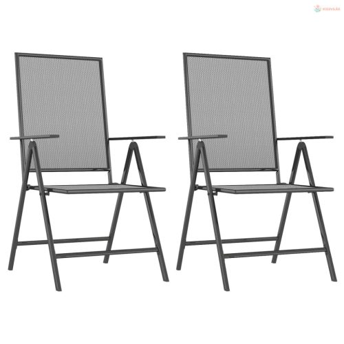 3 részes antracitszürke acél kerti étkezőgarnitúra