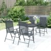 5 részes antracitszürke acél kerti étkezőgarnitúra