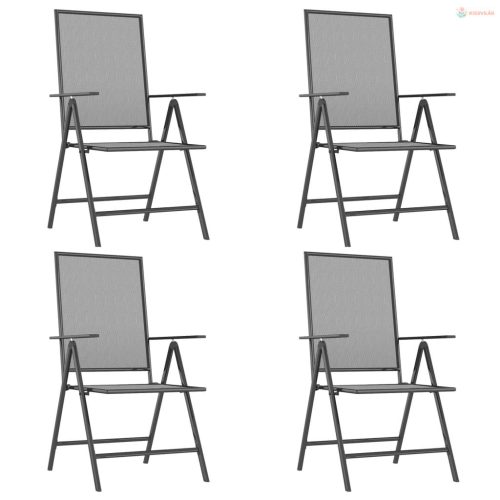 5 részes antracitszürke acél kerti étkezőgarnitúra