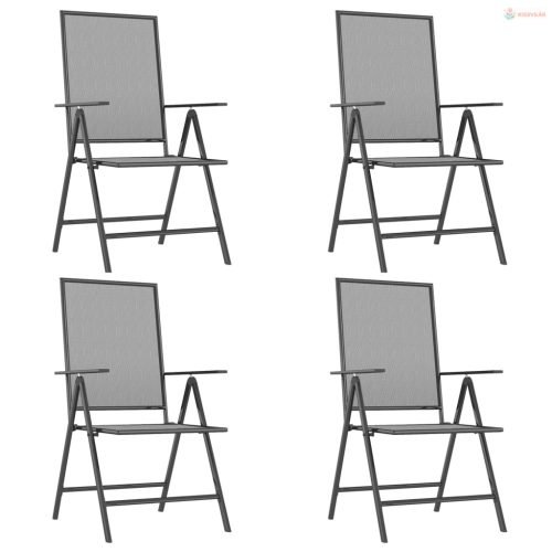 5 részes antracitszürke acél kerti étkezőgarnitúra