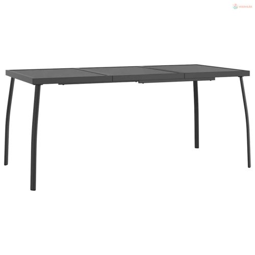 5 részes antracitszürke acél kerti étkezőgarnitúra