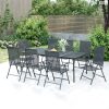 9 részes antracitszürke acél kerti étkezőgarnitúra