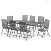9 részes antracitszürke acél kerti étkezőgarnitúra