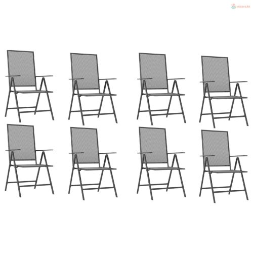 9 részes antracitszürke acél kerti étkezőgarnitúra