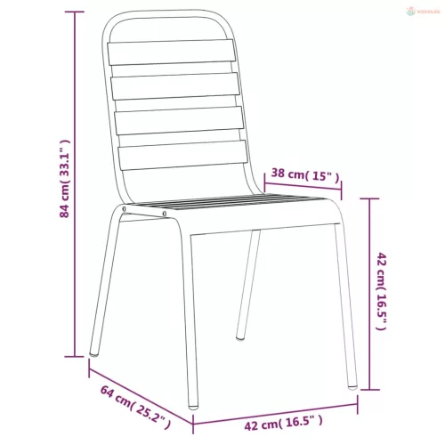 3 részes antracitszürke acél kerti étkezőgarnitúra