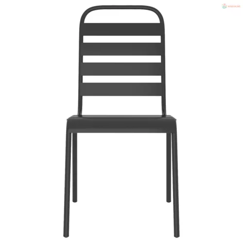 5 részes antracitszürke acél kerti étkezőgarnitúra