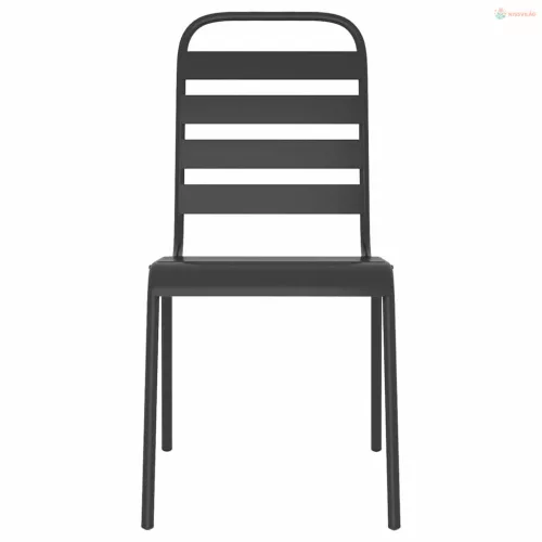 5 részes antracitszürke acél kerti étkezőgarnitúra