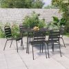 7 részes antracitszürke acél kerti étkezőgarnitúra