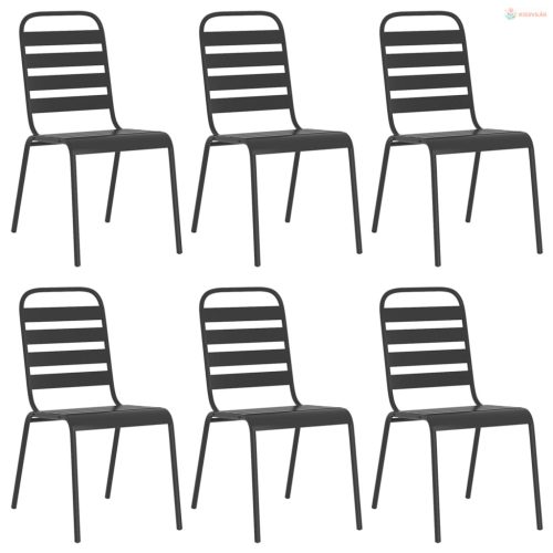 7 részes antracitszürke acél kerti étkezőgarnitúra