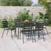 7 részes antracitszürke acél kerti étkezőgarnitúra