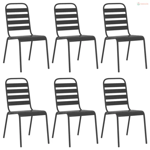 7 részes antracitszürke acél kerti étkezőgarnitúra