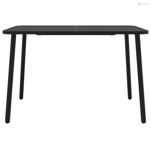 7 részes antracitszürke acél kerti étkezőgarnitúra