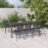 9 részes antracitszürke acél kerti étkezőgarnitúra