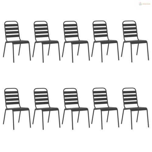 11 részes antracitszürke acél kerti étkezőgarnitúra