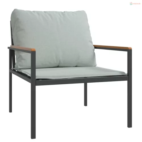 4 részes antracitszürke acél kerti ülőgarnitúra párnákkal